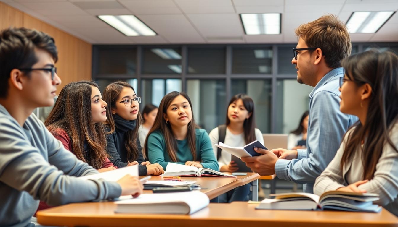 Student using learning strategies while studying